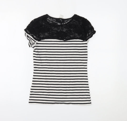 H&M Womens Black Striped  Basic Blouse Size S