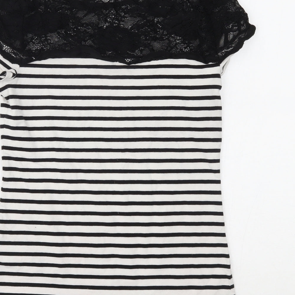 H&M Womens Black Striped  Basic Blouse Size S