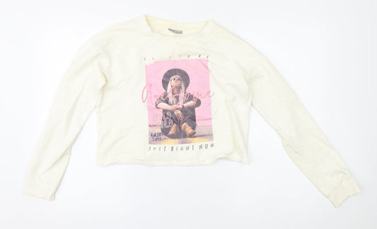 Destination Girls White   Pullover Sweatshirt Size 13-14 Years
