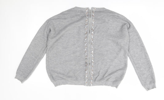 NEXT Womens Grey   Full Zip Jumper Size 12  - reverse fastening