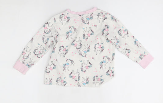 Matalan Girls White    Pyjama Top Size 3-4 Years  - unicorn