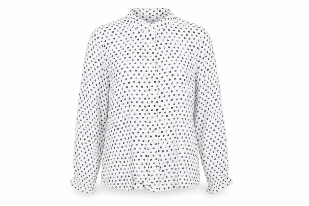 Marks and Spencer Womens White Polka Dot  Basic Button-Up Size 8