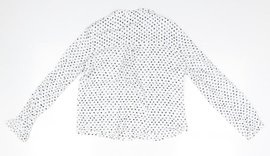 Marks and Spencer Womens White Polka Dot  Basic Button-Up Size 8