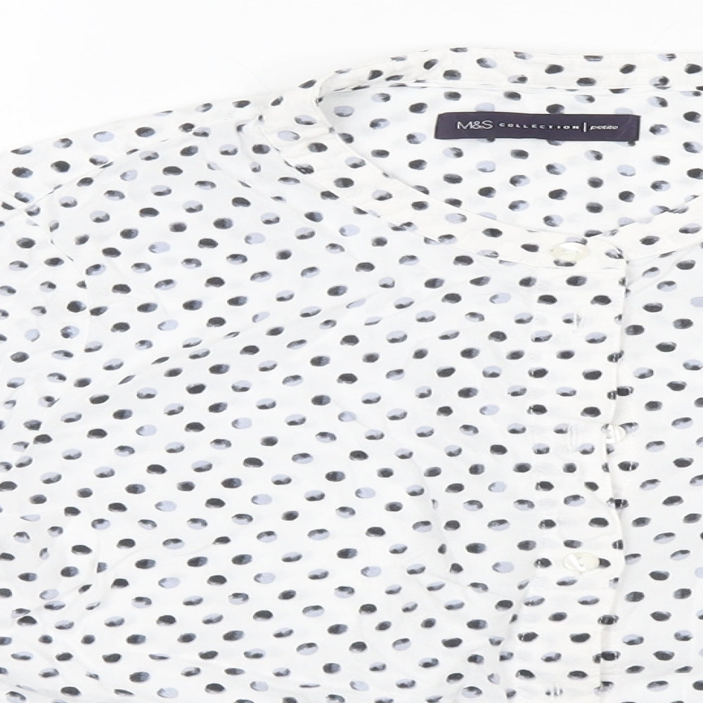 Marks and Spencer Womens White Polka Dot  Basic Button-Up Size 8