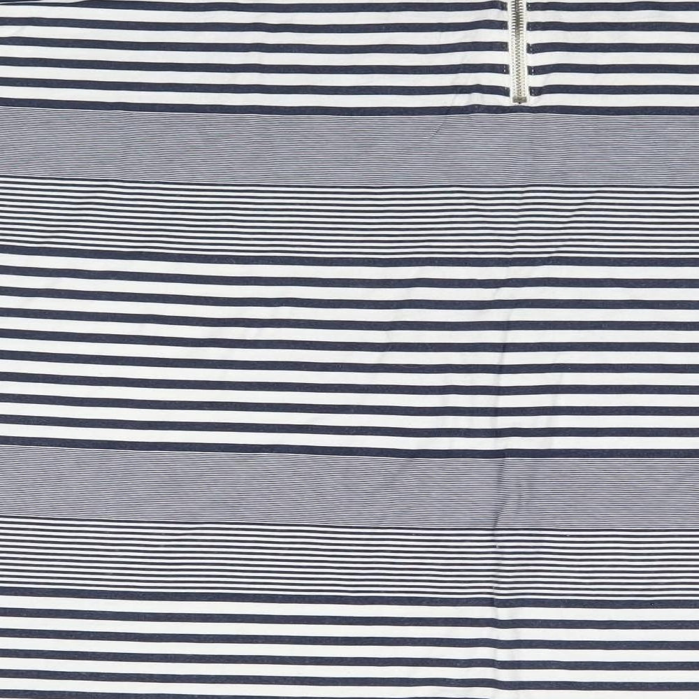 Adini Womens Blue Striped  Basic T-Shirt Size M