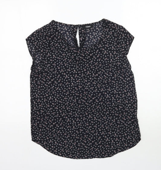 Premise Womens Black Floral  Basic Blouse Size S