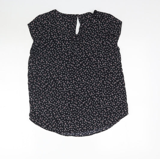 Premise Womens Black Floral  Basic Blouse Size S