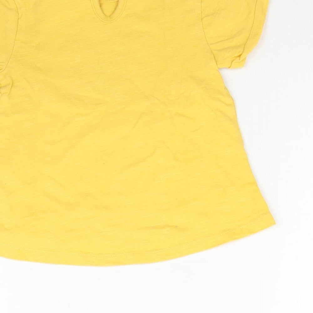 M&Co Girls Yellow   Basic T-Shirt Size 12-18 Months  - Butterfly