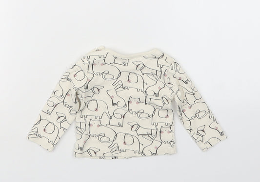 TU Girls Beige Geometric  Basic T-Shirt Size 0-3 Months