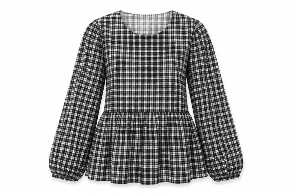 New Look Womens Black Plaid  Basic Blouse Size 8