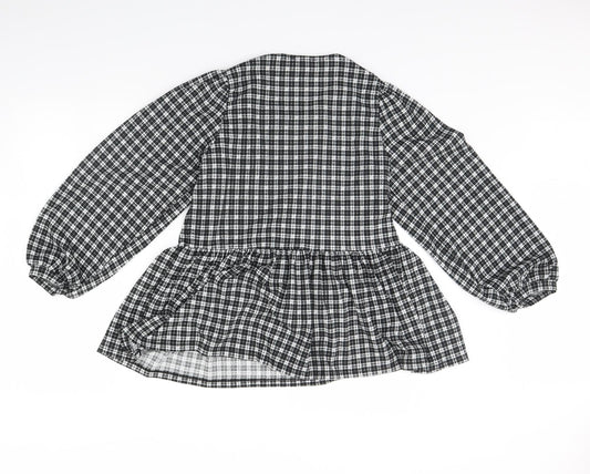 New Look Womens Black Plaid  Basic Blouse Size 8