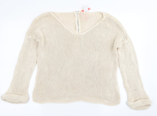 VILA Womens Beige  Knit Pullover Jumper Size M