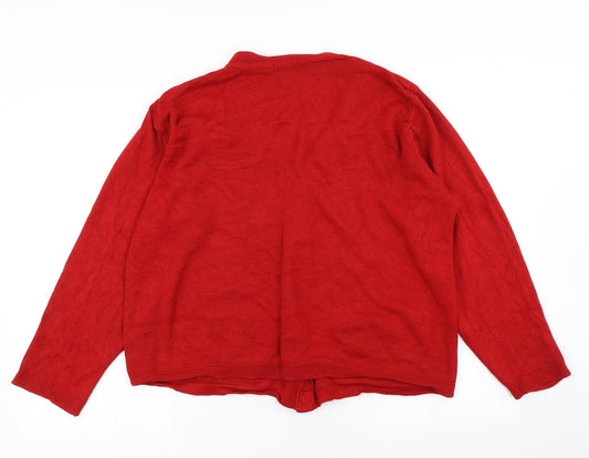 Care Womens Red  Knit Cardigan Jumper Size L