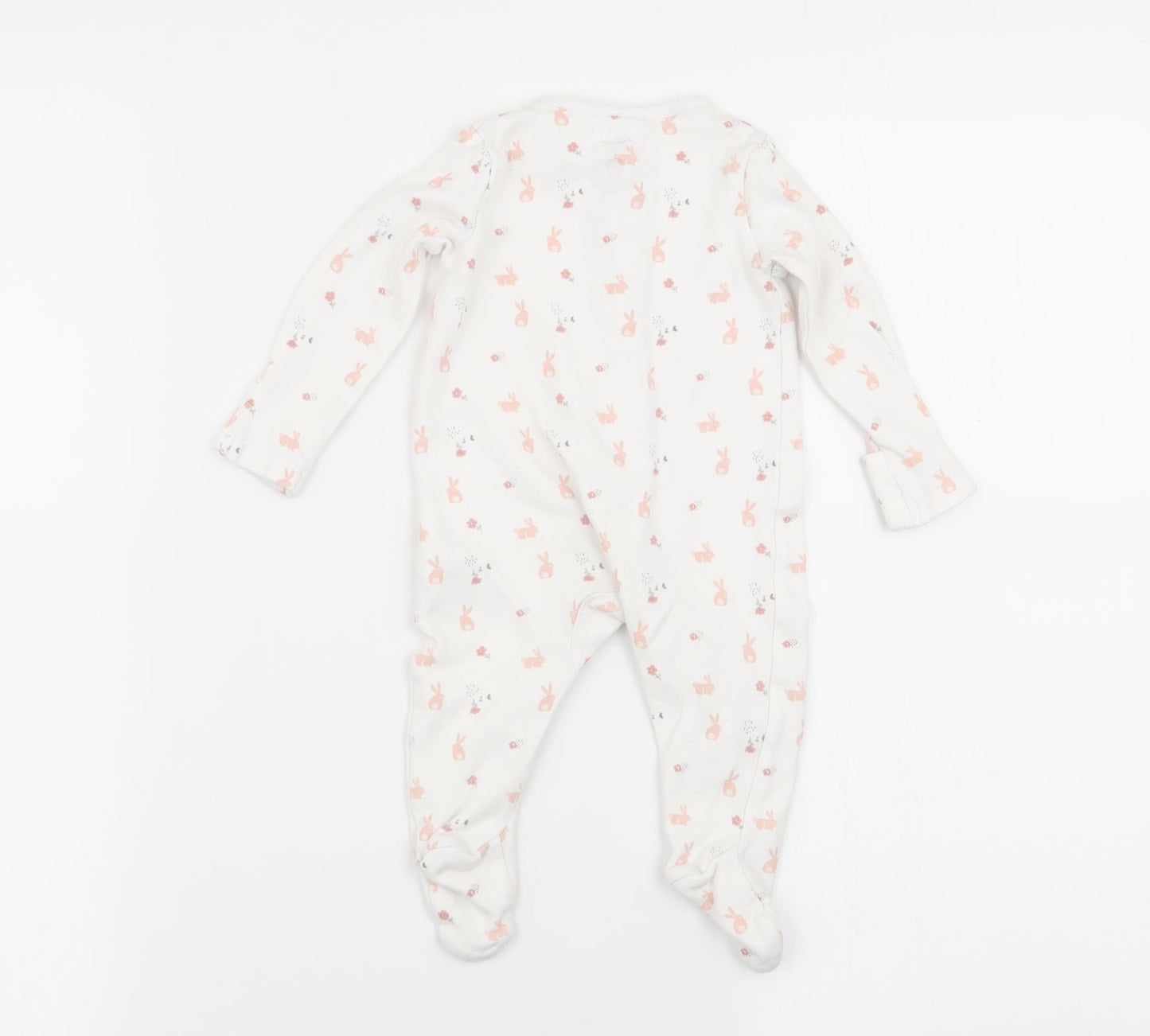 fred and flo Girls White Animal Print  Babygrow One-Piece Size 0-3 Months