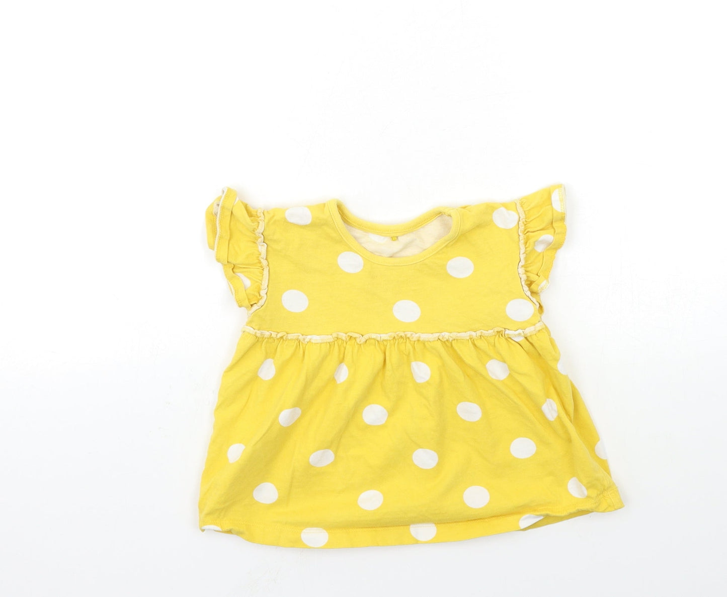 George Girls Yellow Polka Dot  Basic T-Shirt Size 2-3 Years