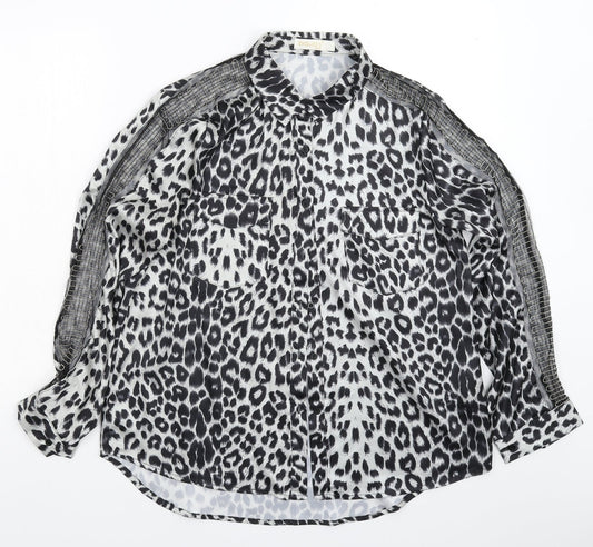 Exquiss Womens Multicoloured Animal Print  Basic Button-Up Size L
