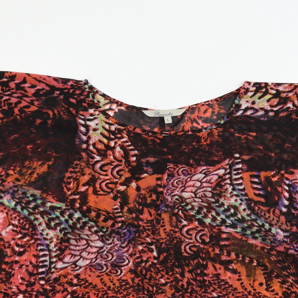 Peacocks Womens Pink Geometric  Basic Blouse Size L