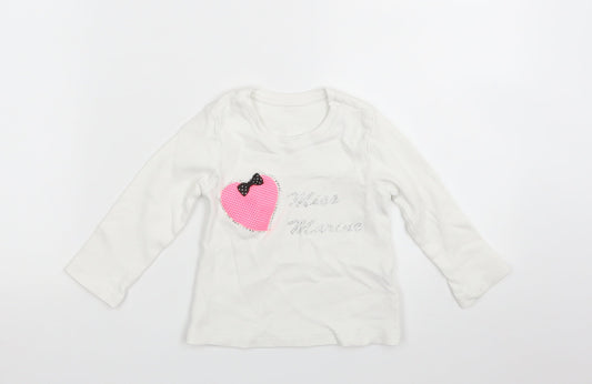 Preworn Girls White Geometric  Basic T-Shirt Size 3 Years