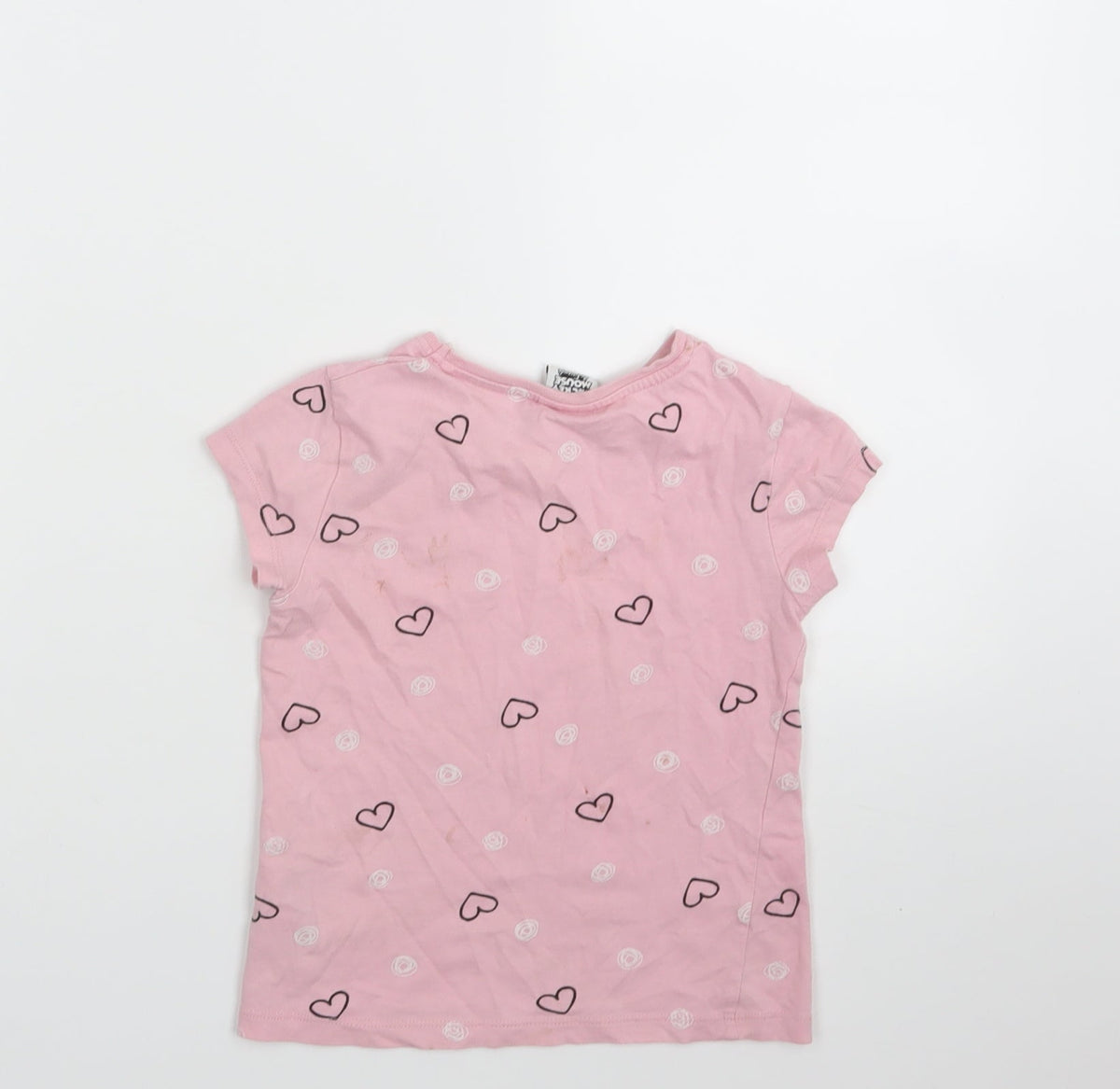 Back view of DISNEY girls’ pink geometric basic t-shirt, size 3-4, years