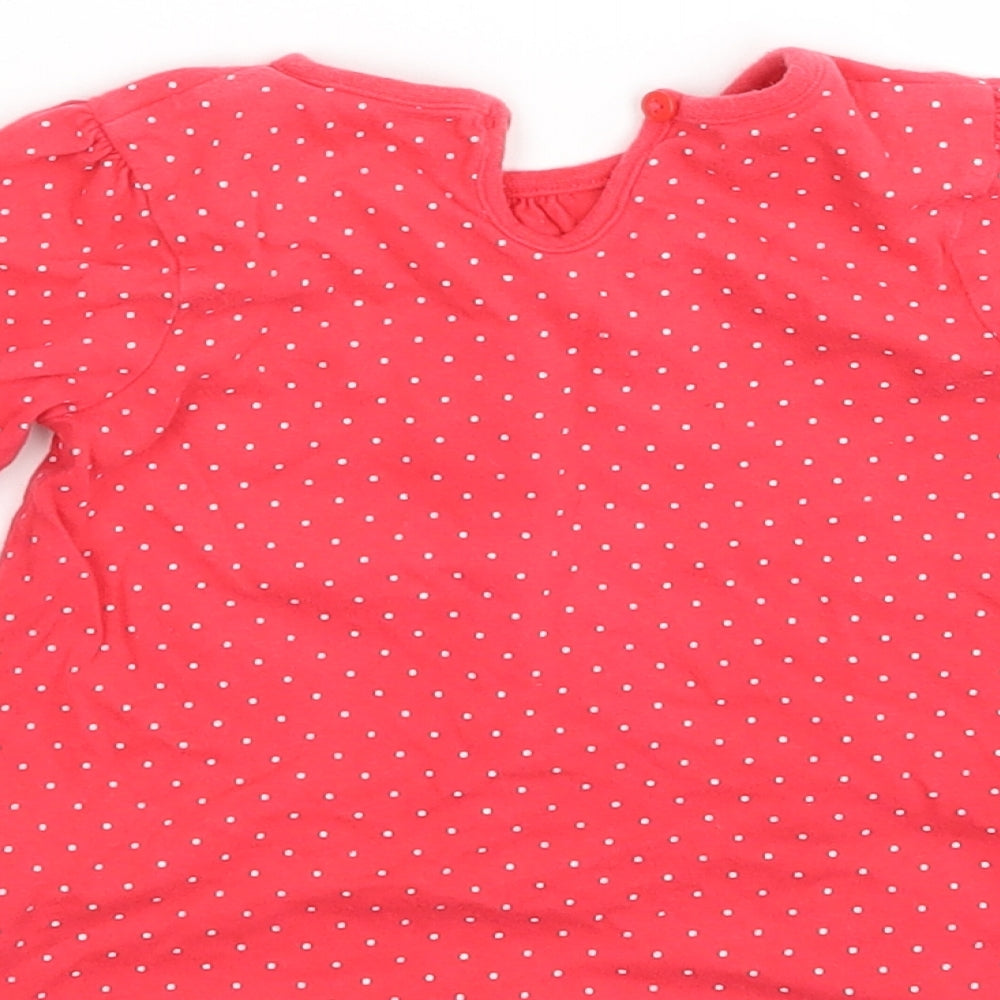 George Girls Red Spotted  Basic T-Shirt Size 18-24 Months