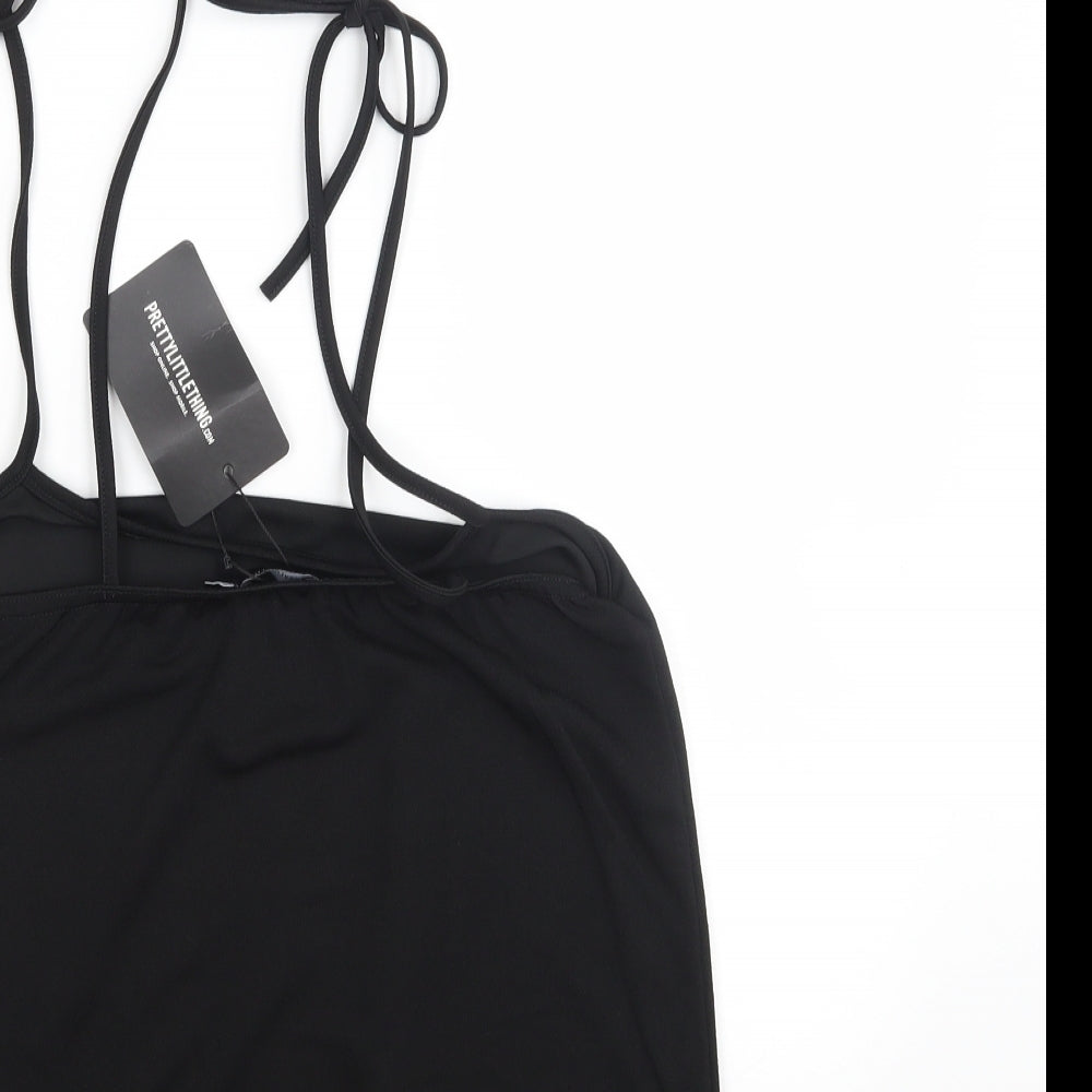 pretty little  Thing Womens Black   Basic T-Shirt Size 10