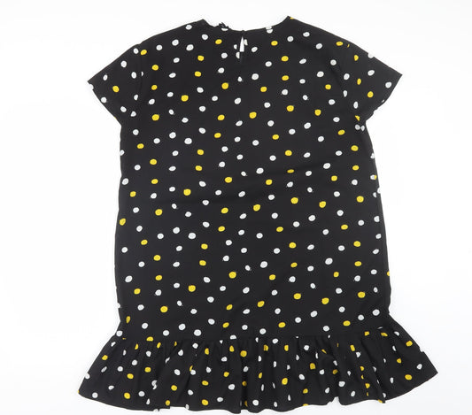 Wednesday Girl Womens Black Polka Dot  Basic T-Shirt Size L
