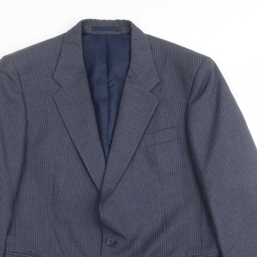 GREENWOODS Mens Blue Striped  Jacket Suit Jacket Size 40