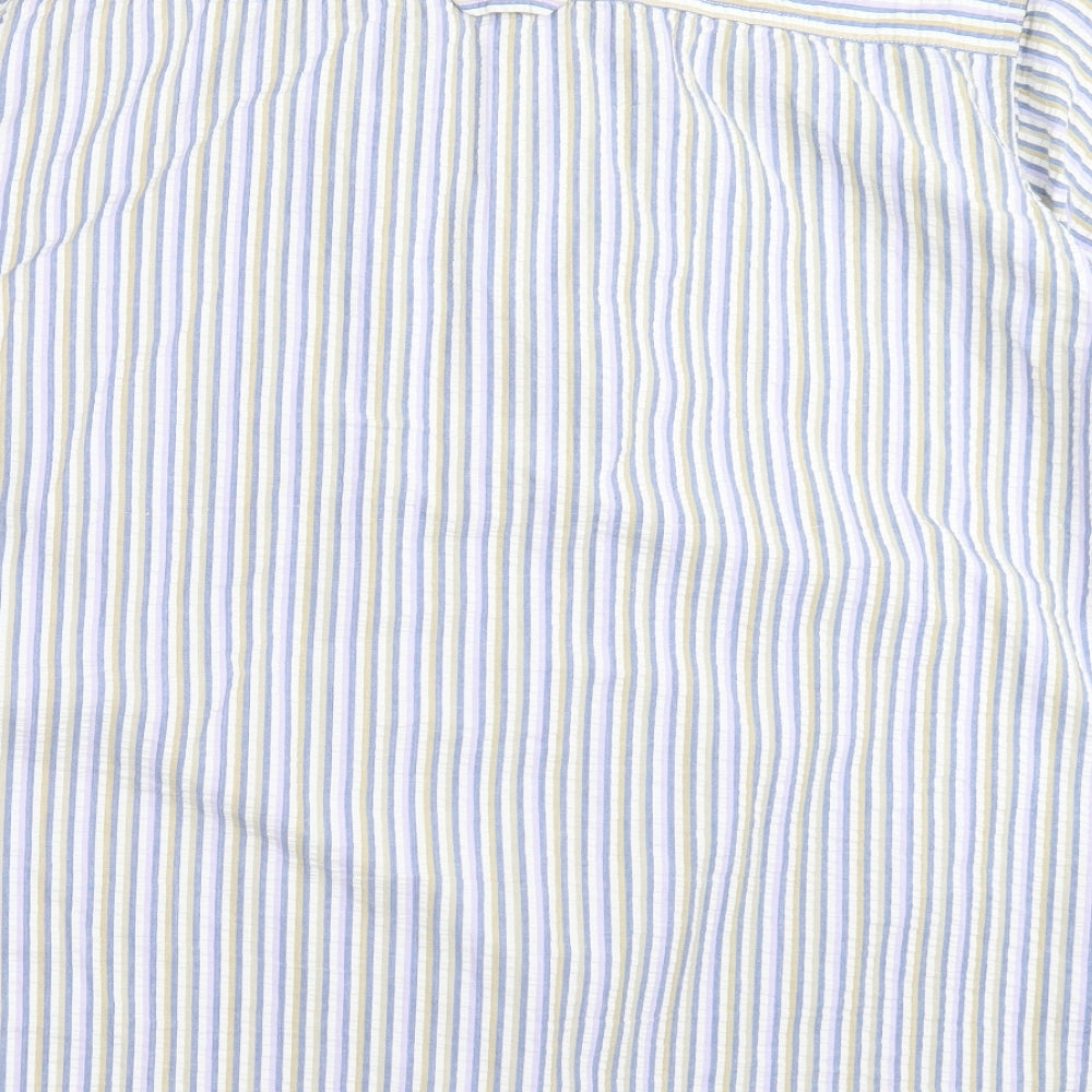 Cotton Traders Mens Blue Striped   Button-Up Size XL
