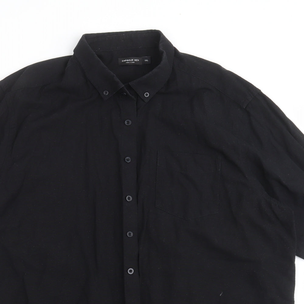 CAPSULE Mens Black    Button-Up Size XL