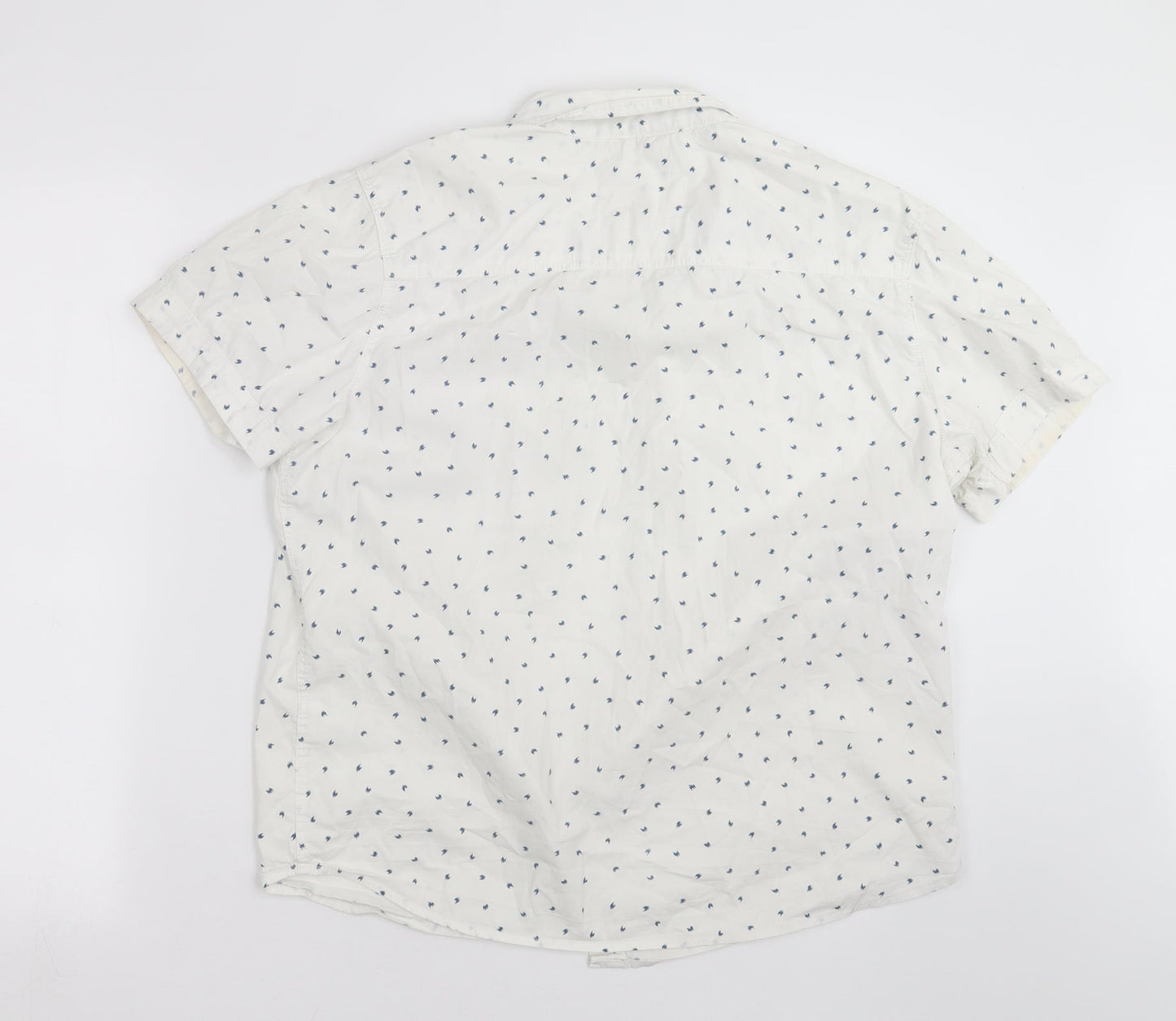 Native Youth Mens White Geometric   Button-Up Size M