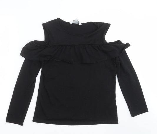 Peacocks Womens Black  Knit Pullover Jumper Size 10  - cold shoulder