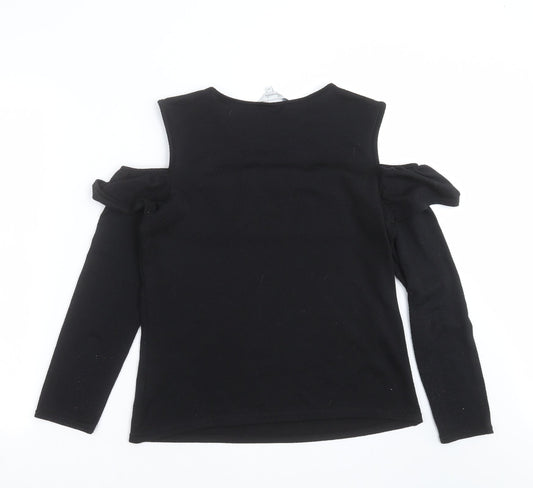 Peacocks Womens Black  Knit Pullover Jumper Size 10  - cold shoulder