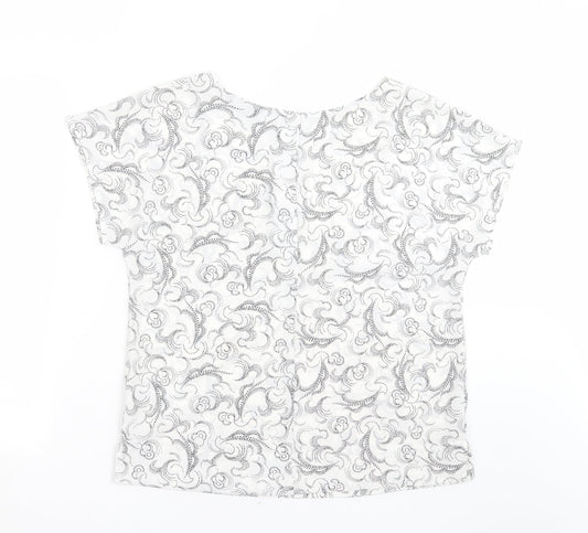 Marks and Spencer Womens White Geometric  Basic Blouse Size 12