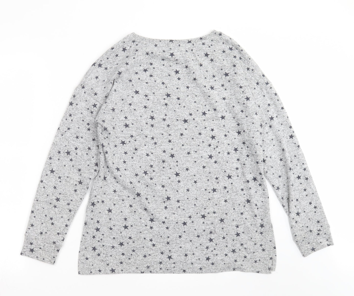 Peacocks Womens Grey Geometric Knit Pullover Jumper Size 10  - Star Pattern