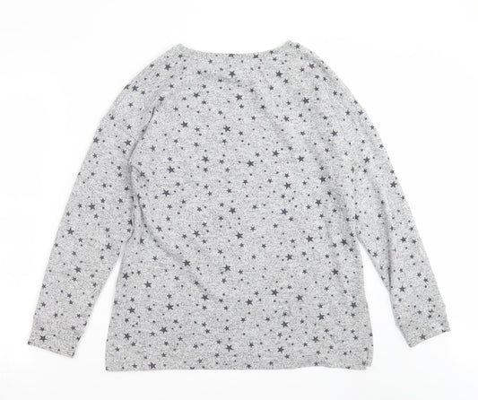 Peacocks Womens Grey Geometric Knit Pullover Jumper Size 10  - Star Pattern