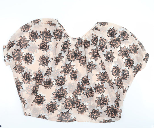 Internationale Womens Pink Floral  Basic Blouse Size 10