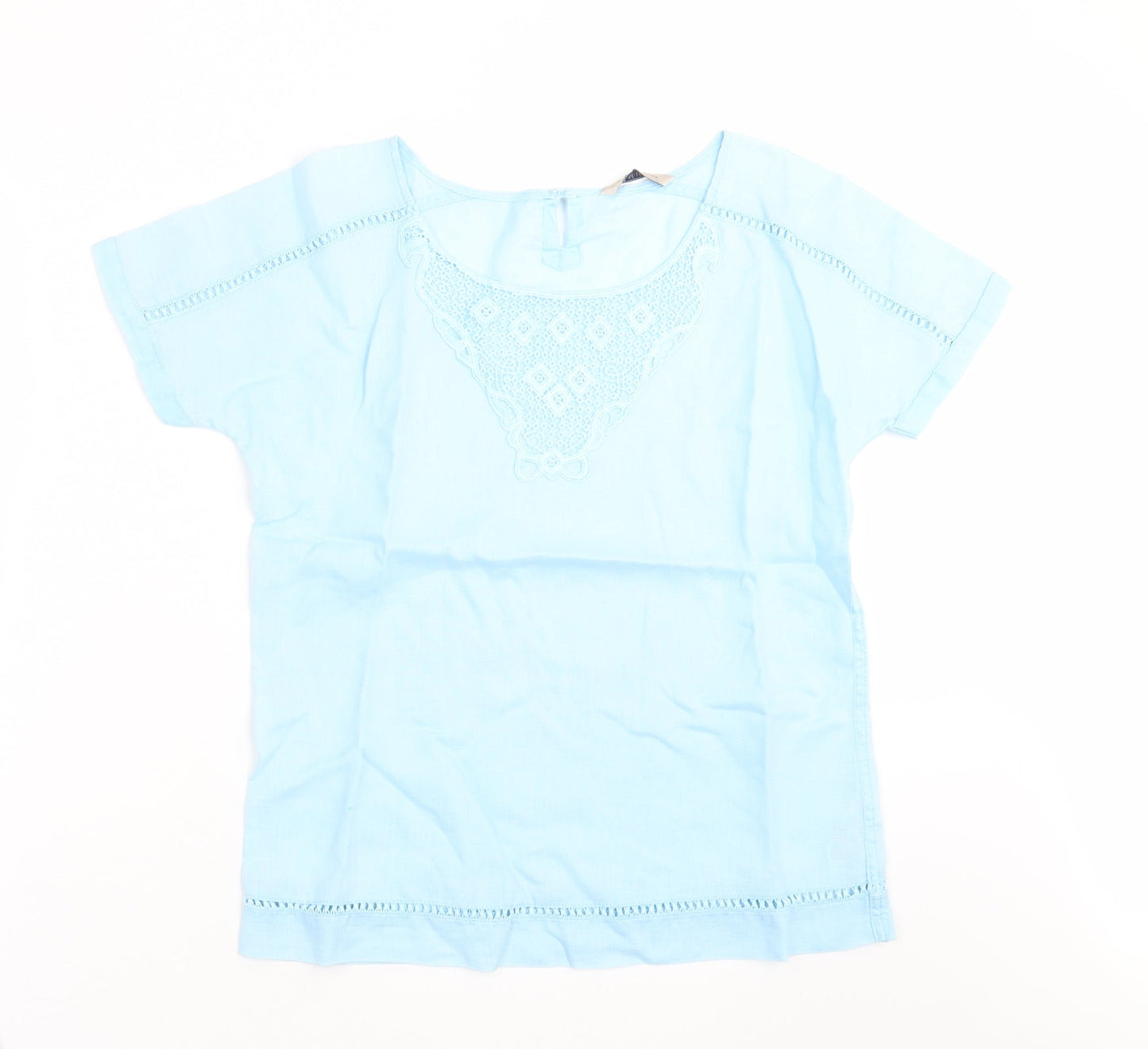 Marks and Spencer Womens Blue   Basic Blouse Size 8  - Embroidered detail