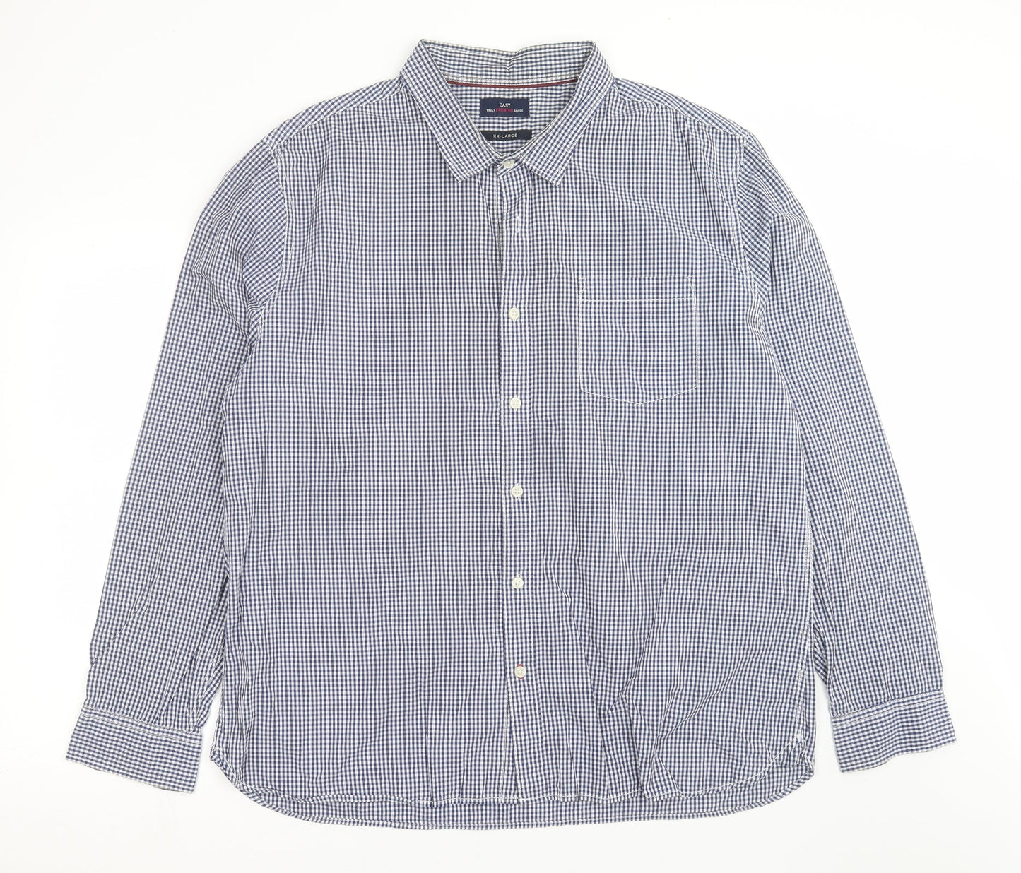 Easy Mens Blue Check   Button-Up Size 2XL
