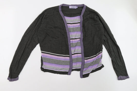 EWM Womens Purple Striped  Pullover Sweatshirt Size 16