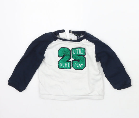 Kiabi Boys White   Pullover Jumper Size 18-24 Months