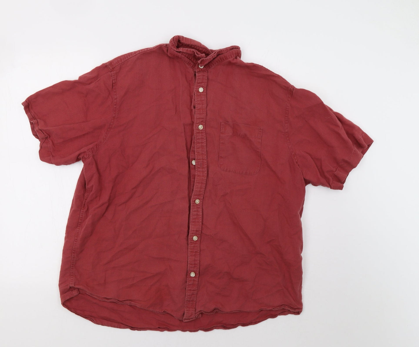 M&S Mens Red    Button-Up Size XL