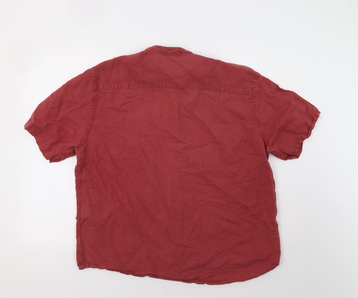M&S Mens Red    Button-Up Size XL