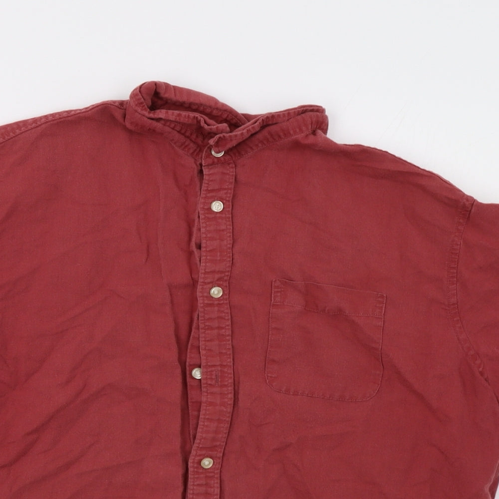 M&S Mens Red    Button-Up Size XL