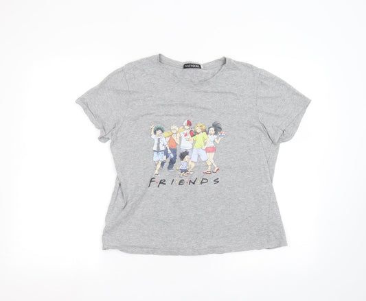 Fancyqube Womens Grey   Basic T-Shirt Size L