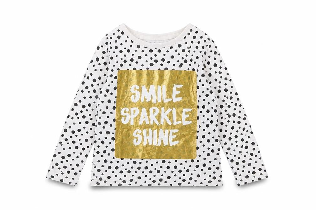 Primark Girls White Polka Dot  Basic T-Shirt Size 2-3 Years