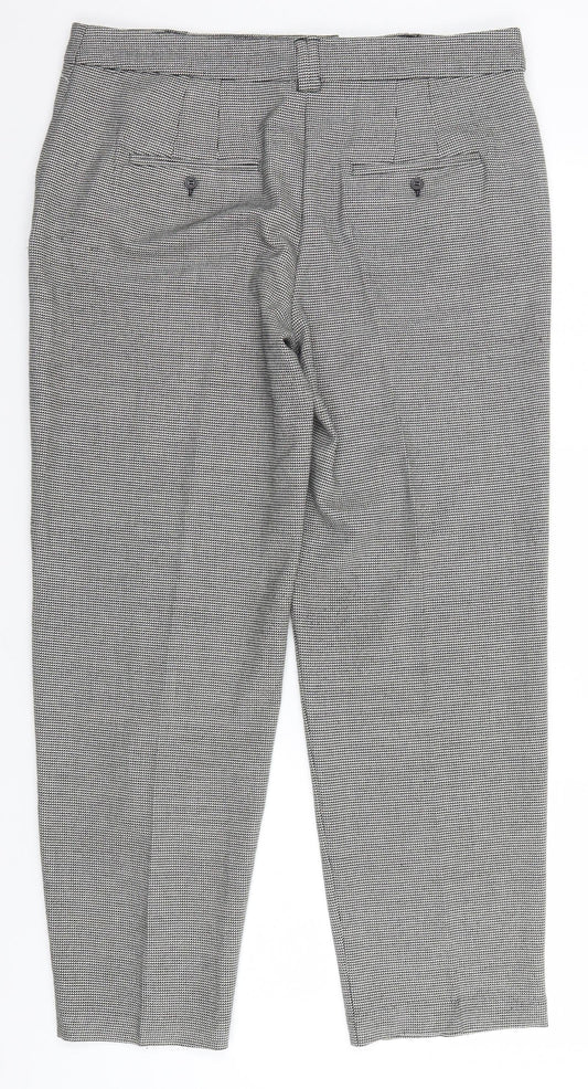 Marks and Spencer Womens Grey Check  Trousers  Size 12 L27 in