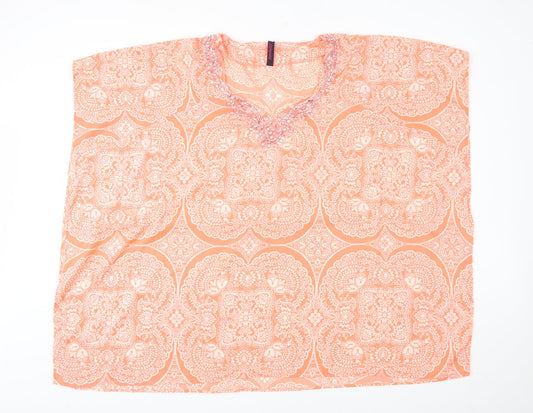 Peppermint Womens Orange Fair Isle   Poncho Size M