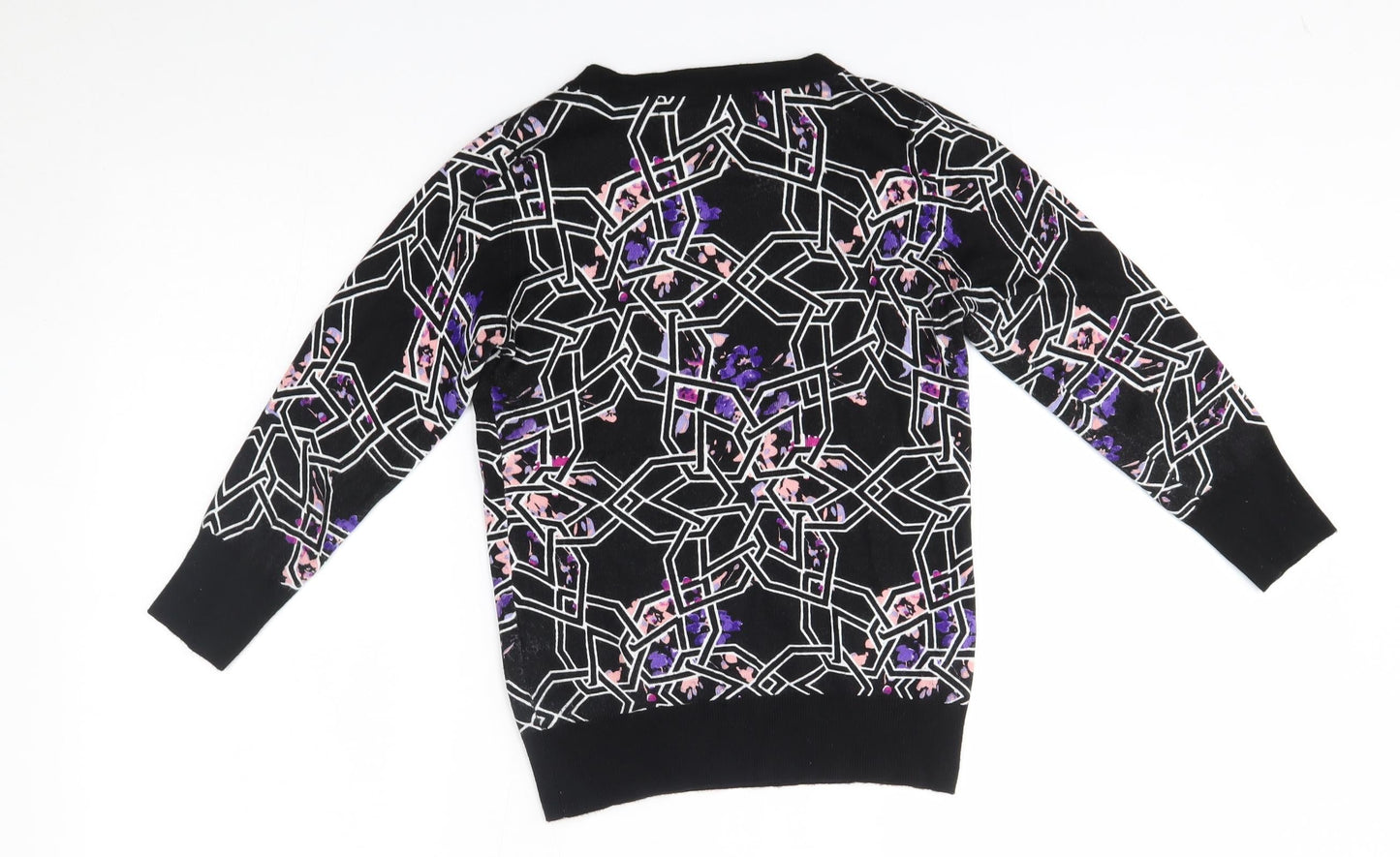 Principles Womens Black Geometric  Pullover Jumper Size 10