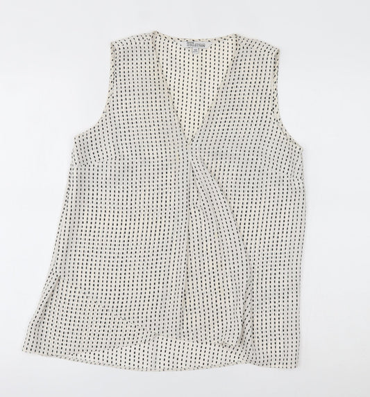 Debenhams Womens White Geometric  Basic Blouse Size 10