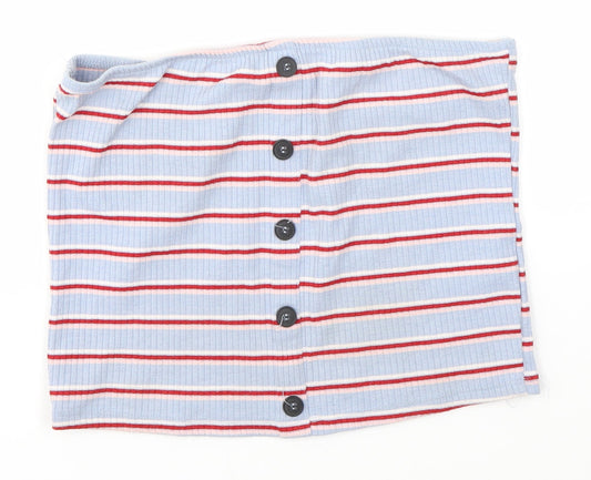 New Look Womens Blue Striped  Basic Blouse Size 14